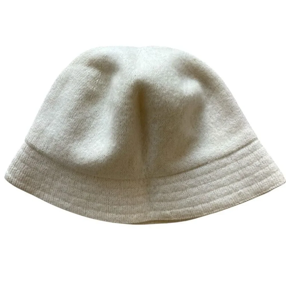 Vintage Berkshire Fashions Lambswool Angora Bucket Winter Hat Girl Embroidered